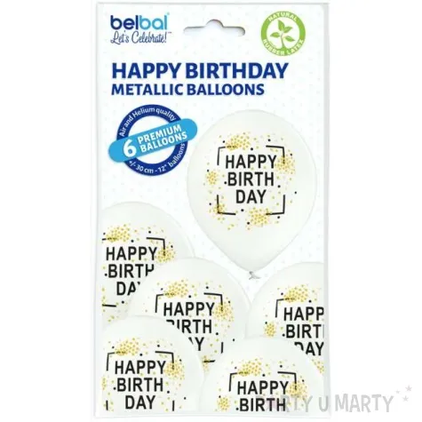balony happy birthday metalik perlowy belbal 12 6 szt