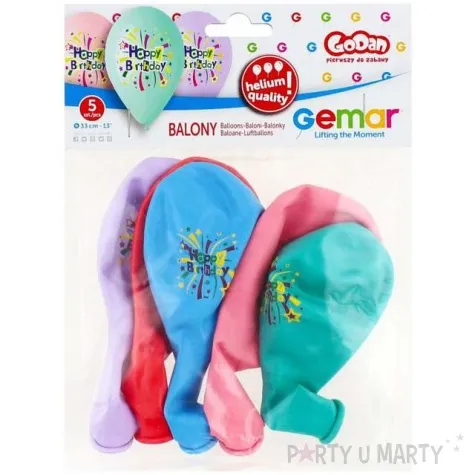 balony happy birthday mix gemar 13 5 szt