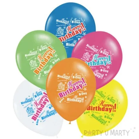 balony happy birthday mix partydeco 6szt