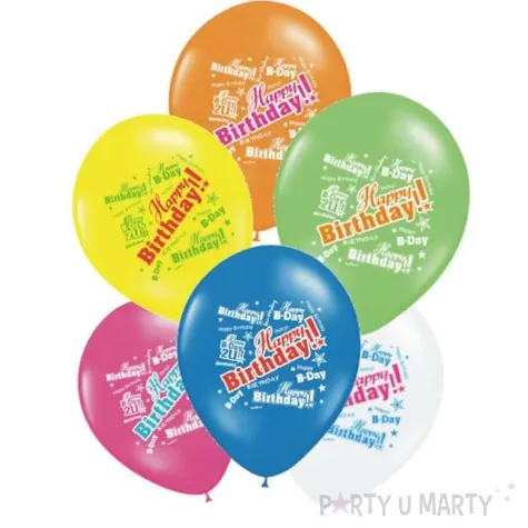 balony happy birthday mix strong 6 szt