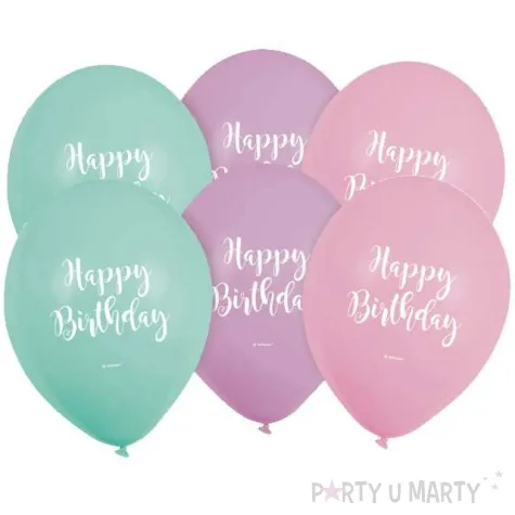 balony happy birthday pastel mix amscan 9 6 szt