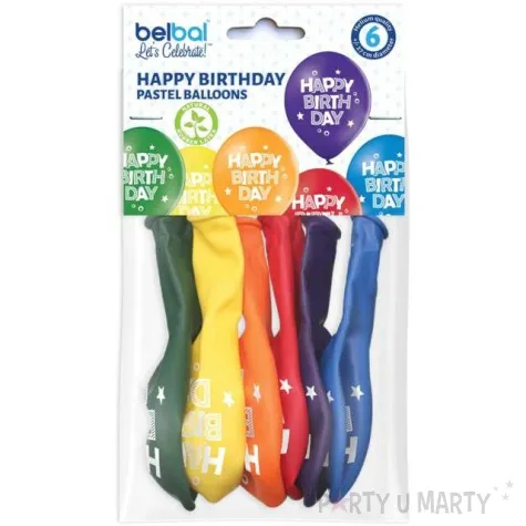 balony happy birthday pastel mix belbal 10 6 szt