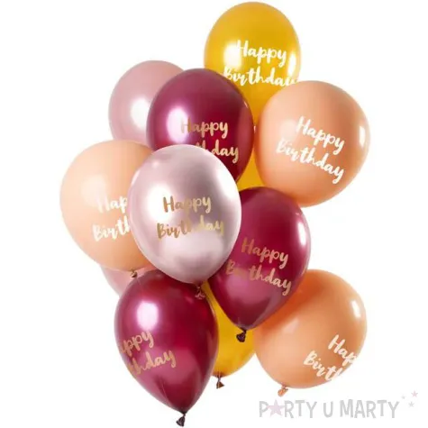 balony happy birthday pink gold mix folat 12 12 szt