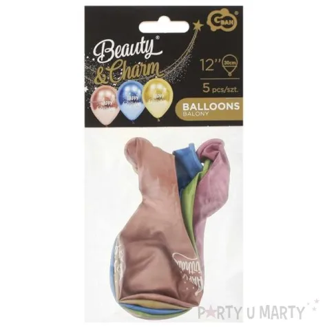 balony happy birthday platynowa mieszanka mix godan 12 5 szt