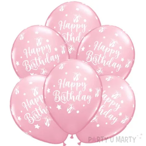 balony happy birthday rozowy jasny qualatex 11 6 szt