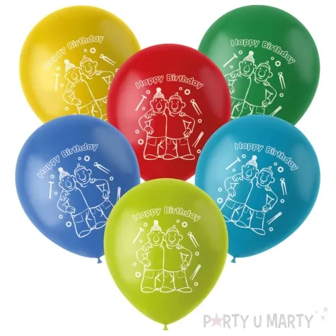 balony happy birthday sasiedzi pat i mat mix folat 13 6 szt
