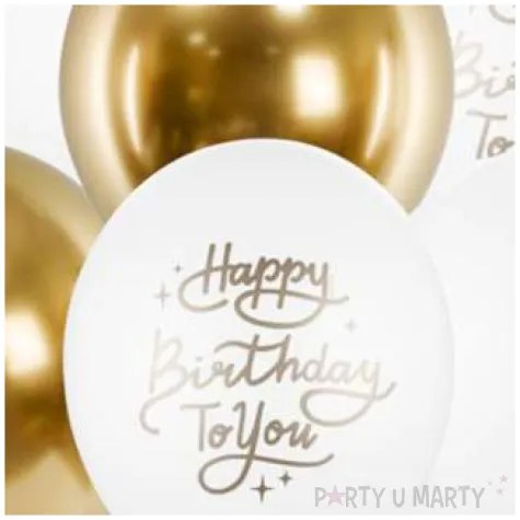 balony happy birthday to you bialo zloty mix partydeco 12 6 szt