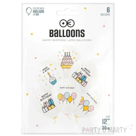 balony happy birthday tort i prezenty partypal 12 6 szt
