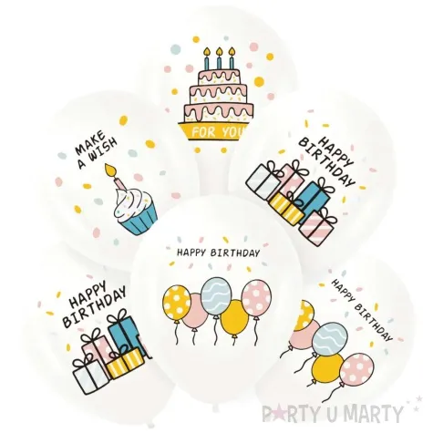 balony happy birthday tort i prezenty partypal 12 6 szt