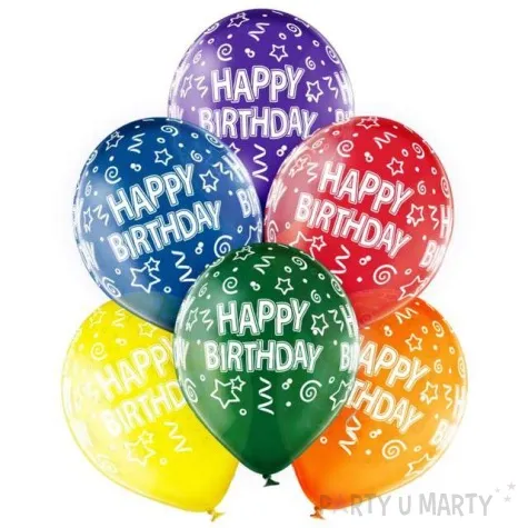 balony happy birthday transparentny mix belbal 12 6 szt