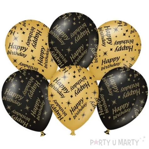 balony happy birthday urodziny classy party czarno zlote metalic 12 pd party 6 szt