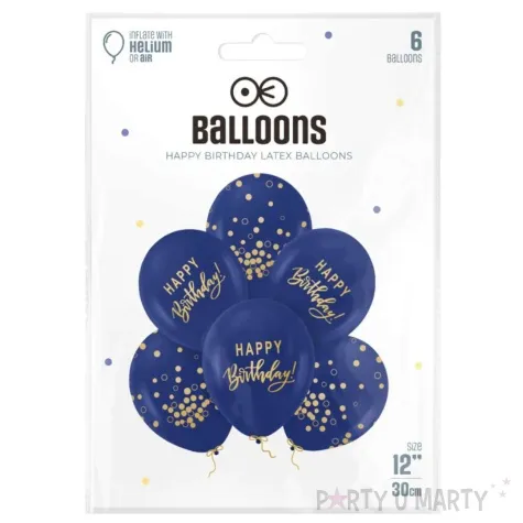 balony happy birthday zloto granatowy partypal 12 6 szt