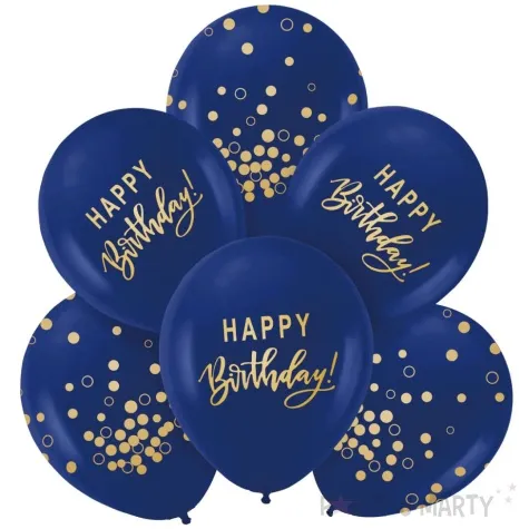 balony happy birthday zloto granatowy partypal 12 6 szt