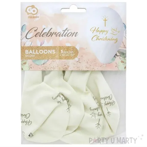 balony happy christening krzyz i golebica bialy 13 5 szt