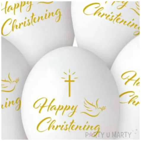 balony happy christening krzyz i golebica bialy 13 5 szt