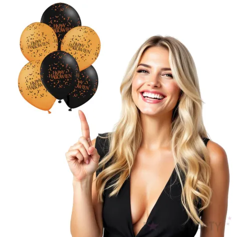 balony happy halloween pomaranczowe partypal 12 6 szt