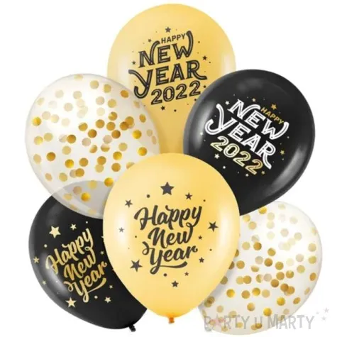 balony happy new year 2022 mix partypal 12 6 szt