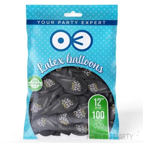 balony happy new year 2023 czarne partypal 12 5 szt