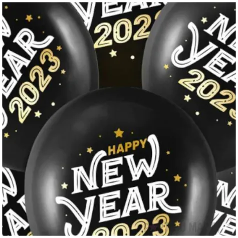 balony happy new year 2023 czarne partypal 12 5 szt
