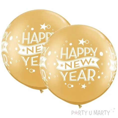 balony happy new year confetti dots zloty qualatex 30 2 szt