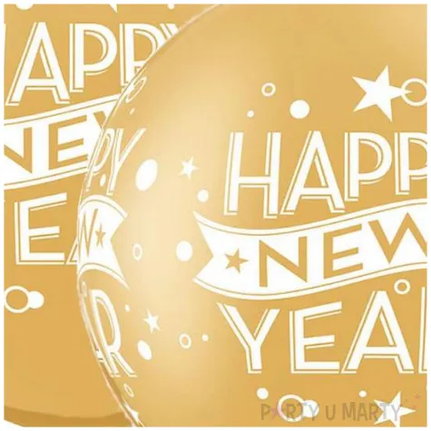 balony happy new year confetti dots zloty qualatex 30 2 szt
