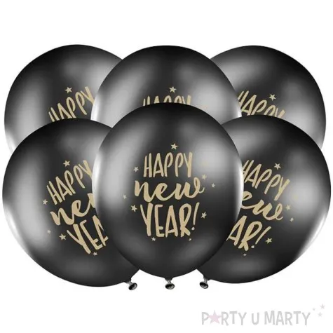balony happy new year czarne partydeco 50szt