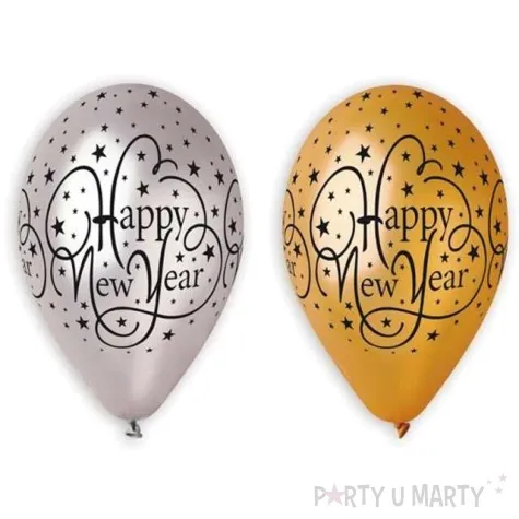 balony happy new year gemar gold silver 12 6 szt