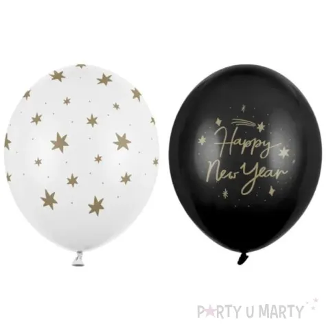 balony happy new year i gwiazdki partydeco 12 50 szt