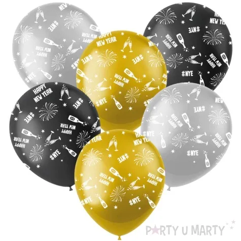 balony happy new year mix folat 13 6 szt