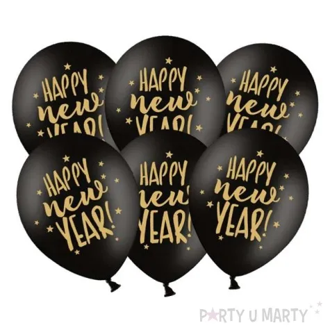 balony happy new year pastel czarny partydeco 12 6 szt