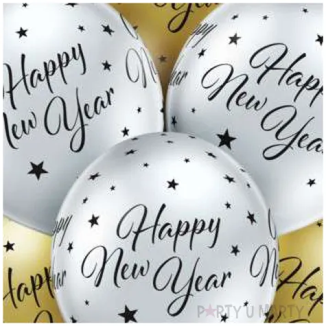 balony happy new year srebrno zlote belbal 12 6 szt