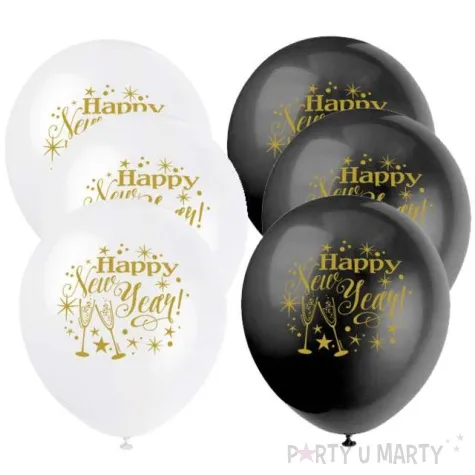 balony happy new year szampan pastel mix unique 12 8 szt