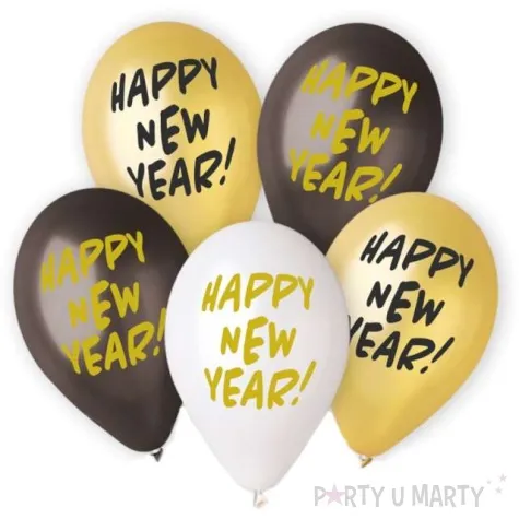 balony happy new year zloty mix gemar 13 5 szt