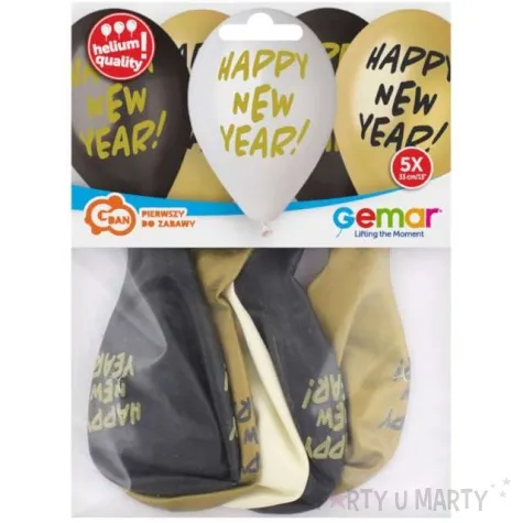 balony happy new year zloty mix gemar 13 5 szt