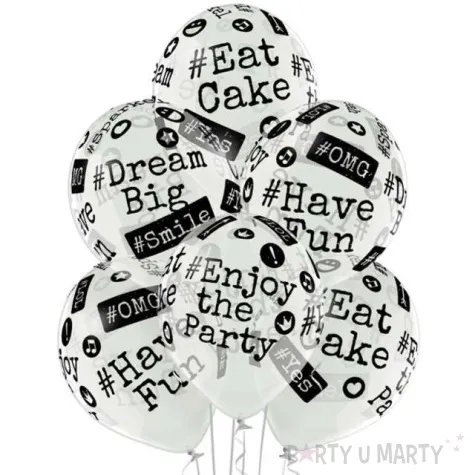 balony hashtag przezroczyste belbal 12 6 szt