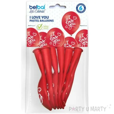 balony i love you czerwony belbal 10 6 szt