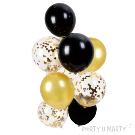 balony imprezowe trio z konfetti czarne mix partypal 12 10 szt