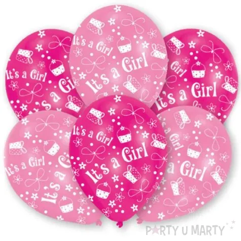balony its a girl kokardy i kwiatki rozowy amscan 11 6 szt