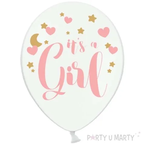 balony its a girl serca i gwiazdki bialy strong balloons 12 50 szt