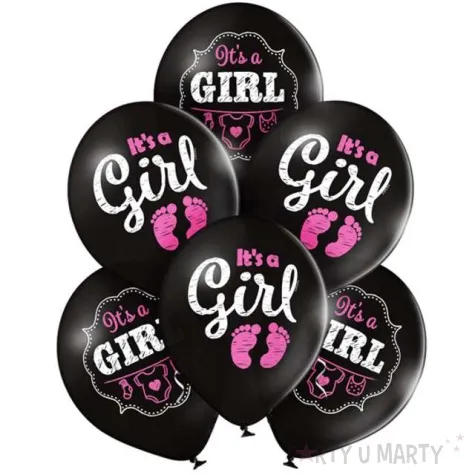 balony its a girl stopki pastel czarne belbal 12 6 szt