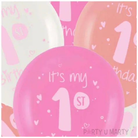 balony its my 1st birthday roczek rozowy folat 13 6 szt