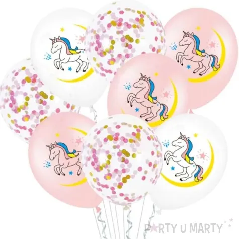balony jednorozce z konfetti mix partypal 12 10 szt