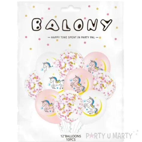 balony jednorozce z konfetti mix partypal 12 10 szt