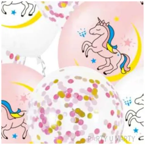 balony jednorozce z konfetti mix partypal 12 10 szt