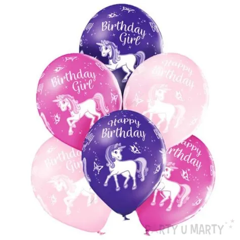 balony jednorozec birthday pastel mix belbal 12 6 szt