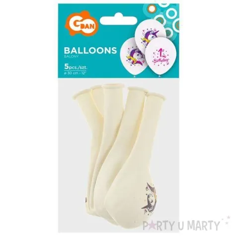 balony jednorozec na 1 urodziny pastel bialy godan 12 5 szt