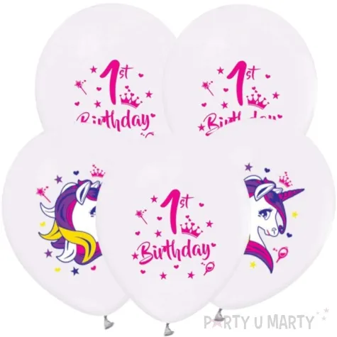 balony jednorozec na 1 urodziny pastel bialy godan 12 5 szt