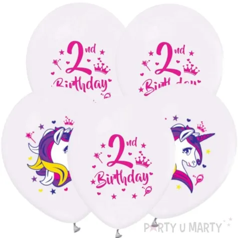 balony jednorozec na 2 urodziny pastel bialy godan 12 5 szt