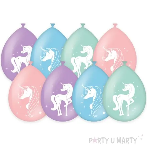 balony jednorozec unicorn mix pastel 12 pd party 8 szt