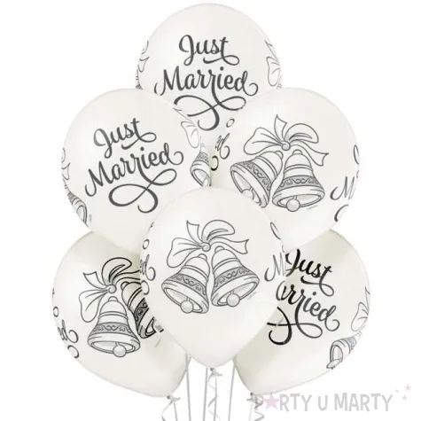 balony just married bells biale belbal 12 6 szt